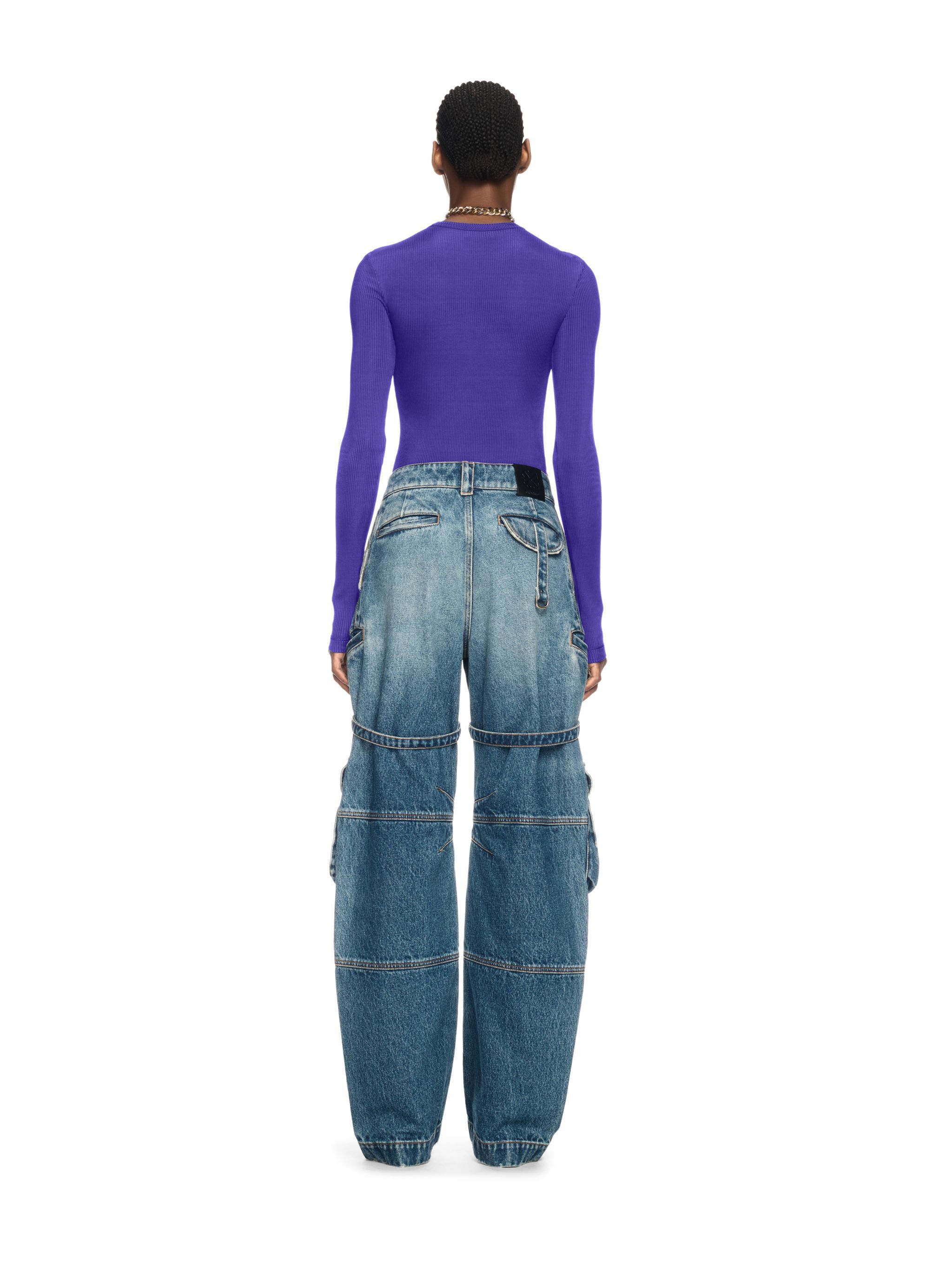 OFF WHITE Violet Ribbed Long-Sleeved Top PURPLE OWAD136S25JER001