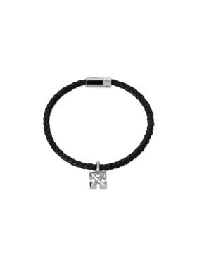 OFF WHITE Arrow Leather Bracelet BLACK - SILVER OMOA10NC99MET001