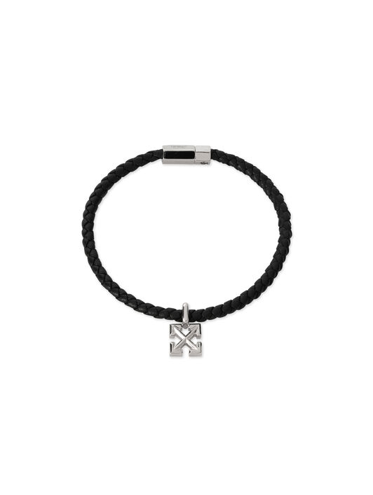 OFF WHITE Arrow Leather Bracelet BLACK - SILVER OMOA10NC99MET001