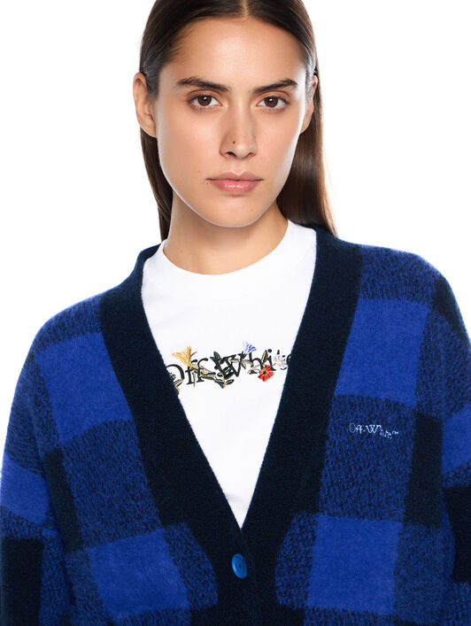 OFF WHITE Jacquard Check Knit Cardigan ELECTRIC BLUE-KENTUCKY BLUE OWHB04JF25KNI001