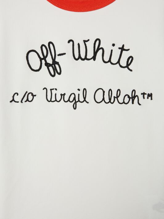 OFF WHITE T-Shirt Ringer Con Ricamo BIANCO OGAA01AS25JER001
