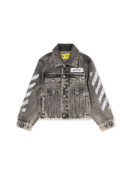 OFF WHITE Diagonal Sponge Denim Jacket GREY - WHITE OGYE002F25DEN001