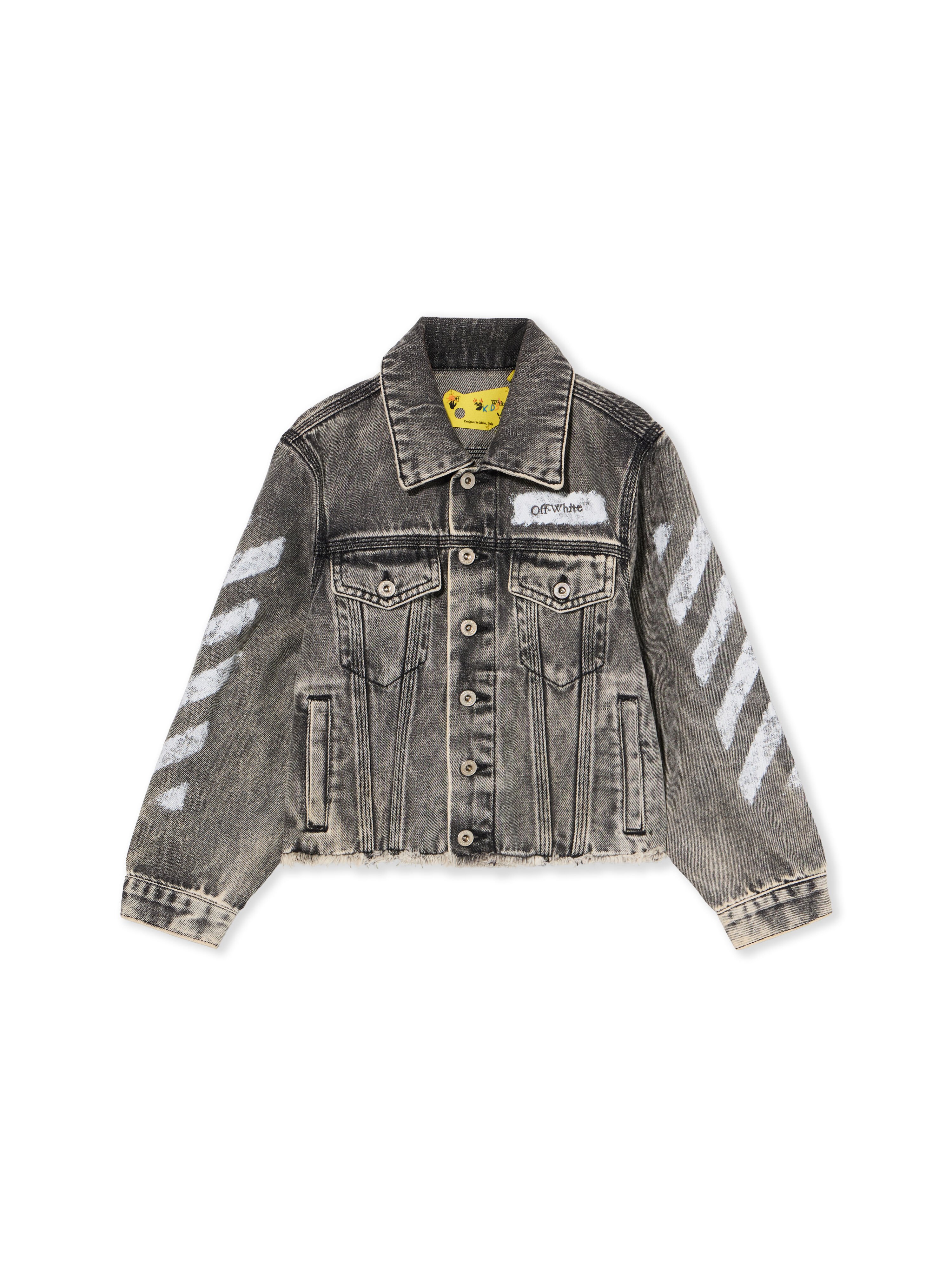 OFF WHITE Diagonal Sponge Denim Jacket GREY - WHITE OGYE002F25DEN001