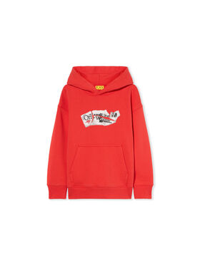 OFF WHITE Arrow Collage Logo Hoodie RED - WHITE OBBB001F25FLE003