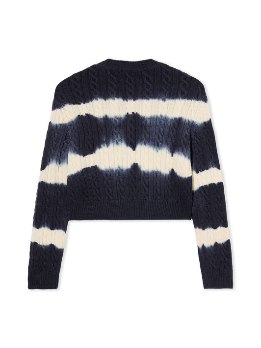 OFF WHITE Tiedye Cable Crop Crewneck Sweater BLUE IRIS-WHITE OWHE10IF25KNI001