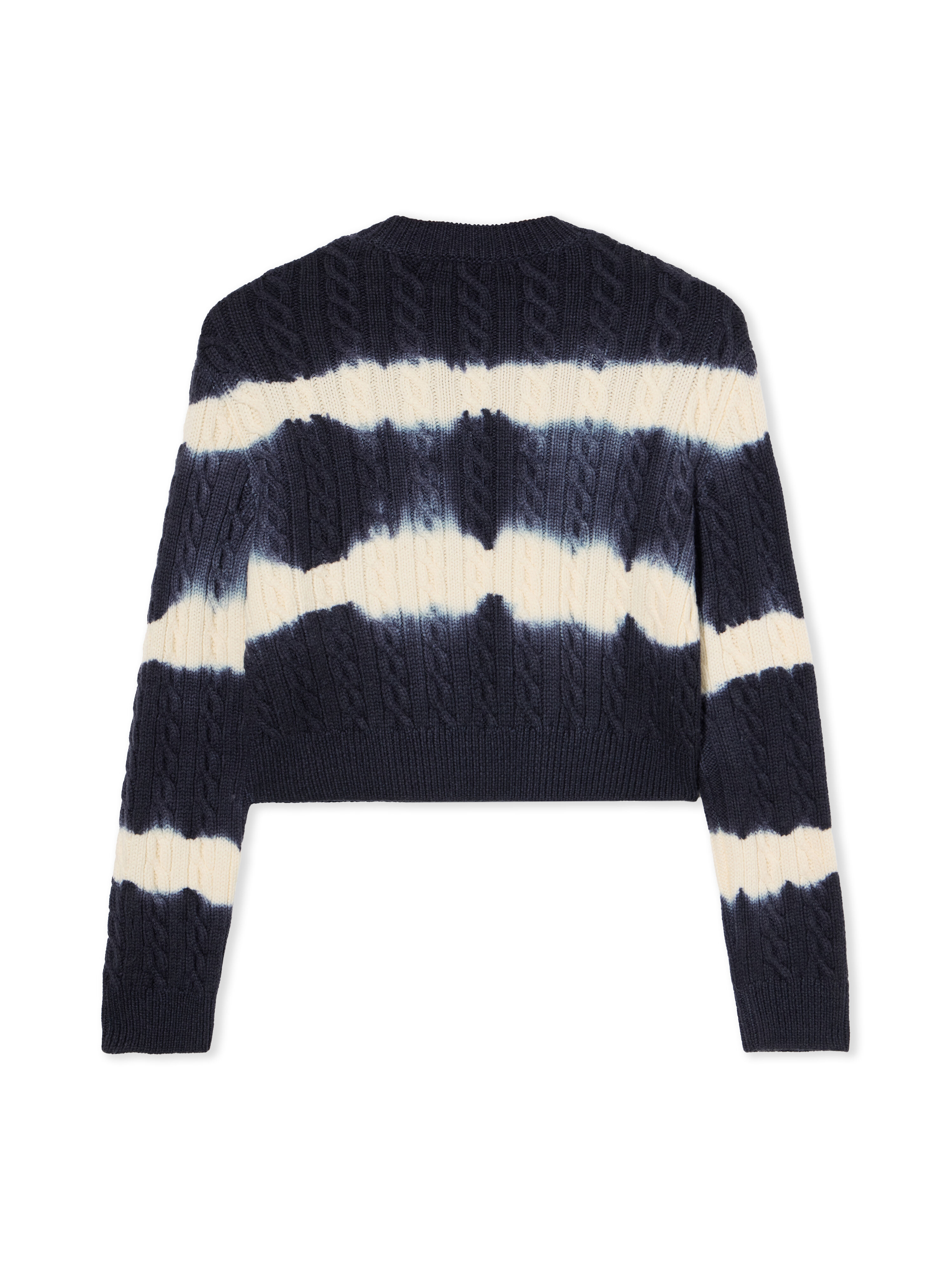 OFF WHITE Tiedye Cable Crop Crewneck Sweater BLUE IRIS-WHITE OWHE10IF25KNI001
