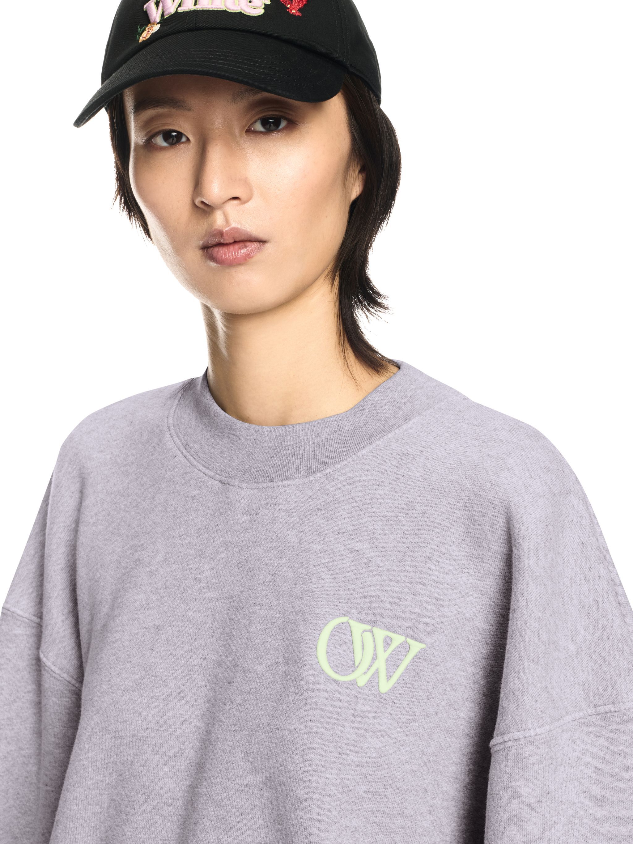 OFF WHITE Grauer Gestickter Ow Sweatshirt GRAU OWBA075S25FLE004
