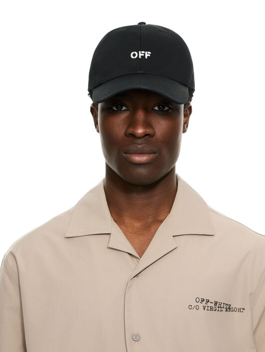 OFF WHITE Drill Off Stamp Baseball Cap Black OMLA04AC99FAB003