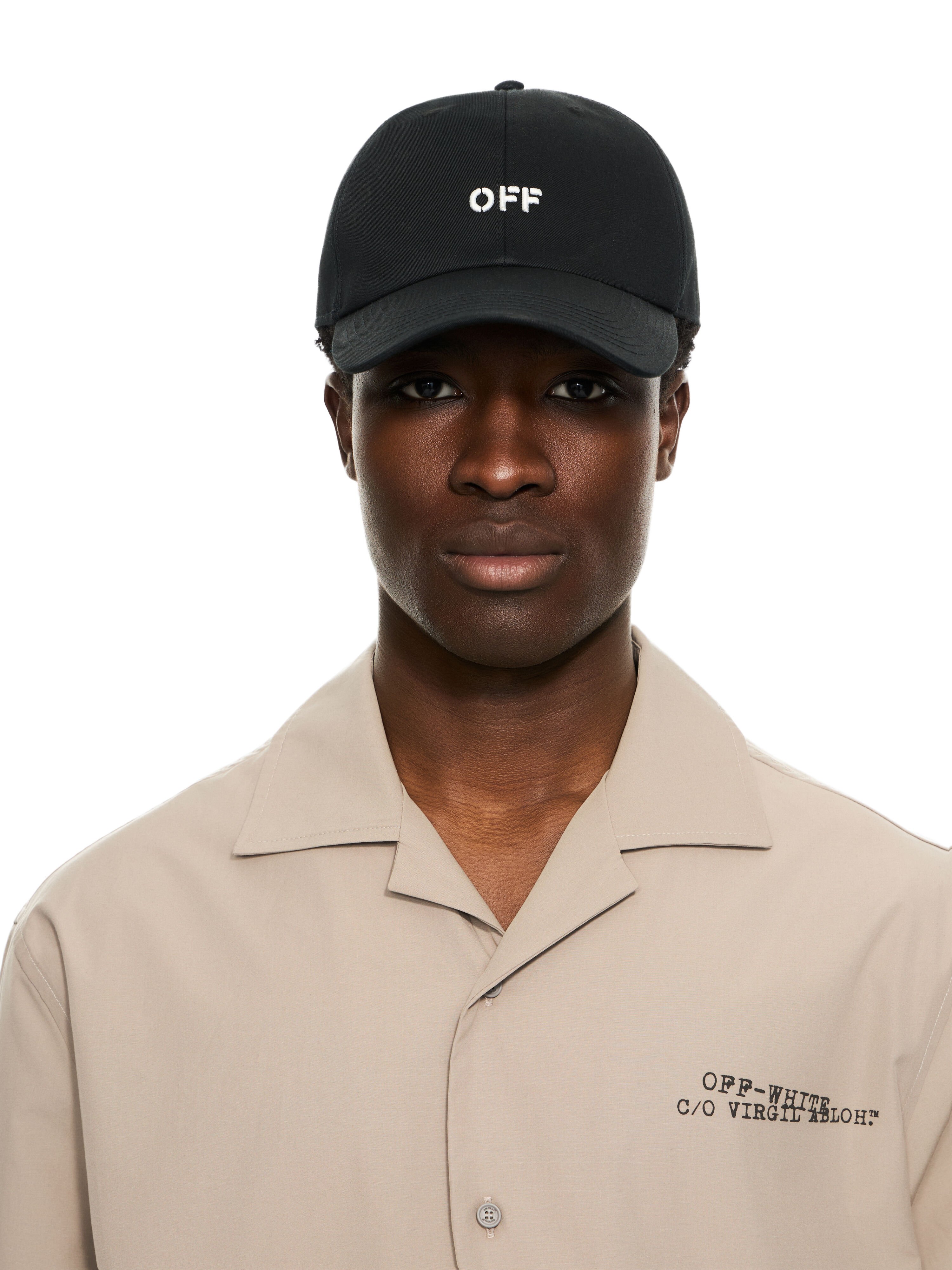 OFF WHITE Drill Off Stamp Baseball Cap Black OMLA04AC99FAB003