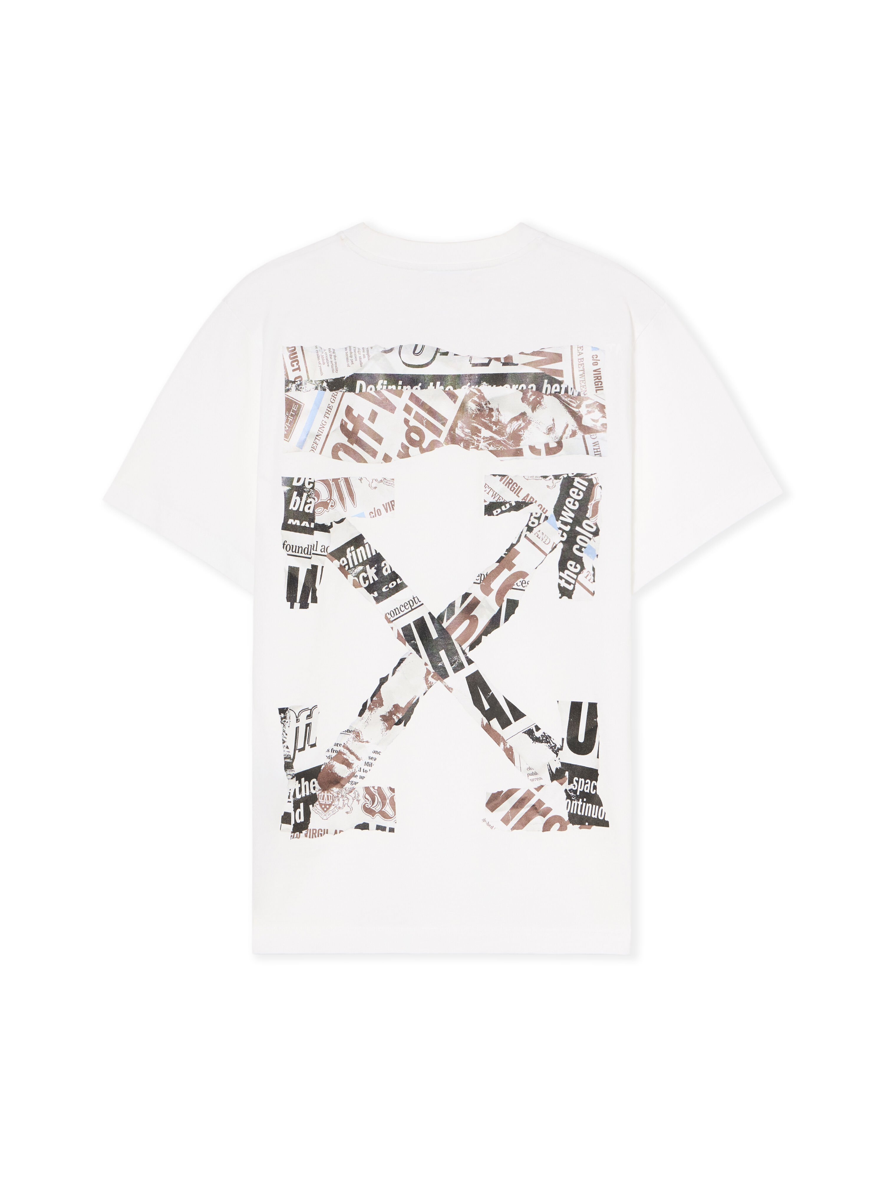 OFF WHITE Newspaper Arrow Slim Logo Tee WHITE - BLACK OMAA027F25JER005