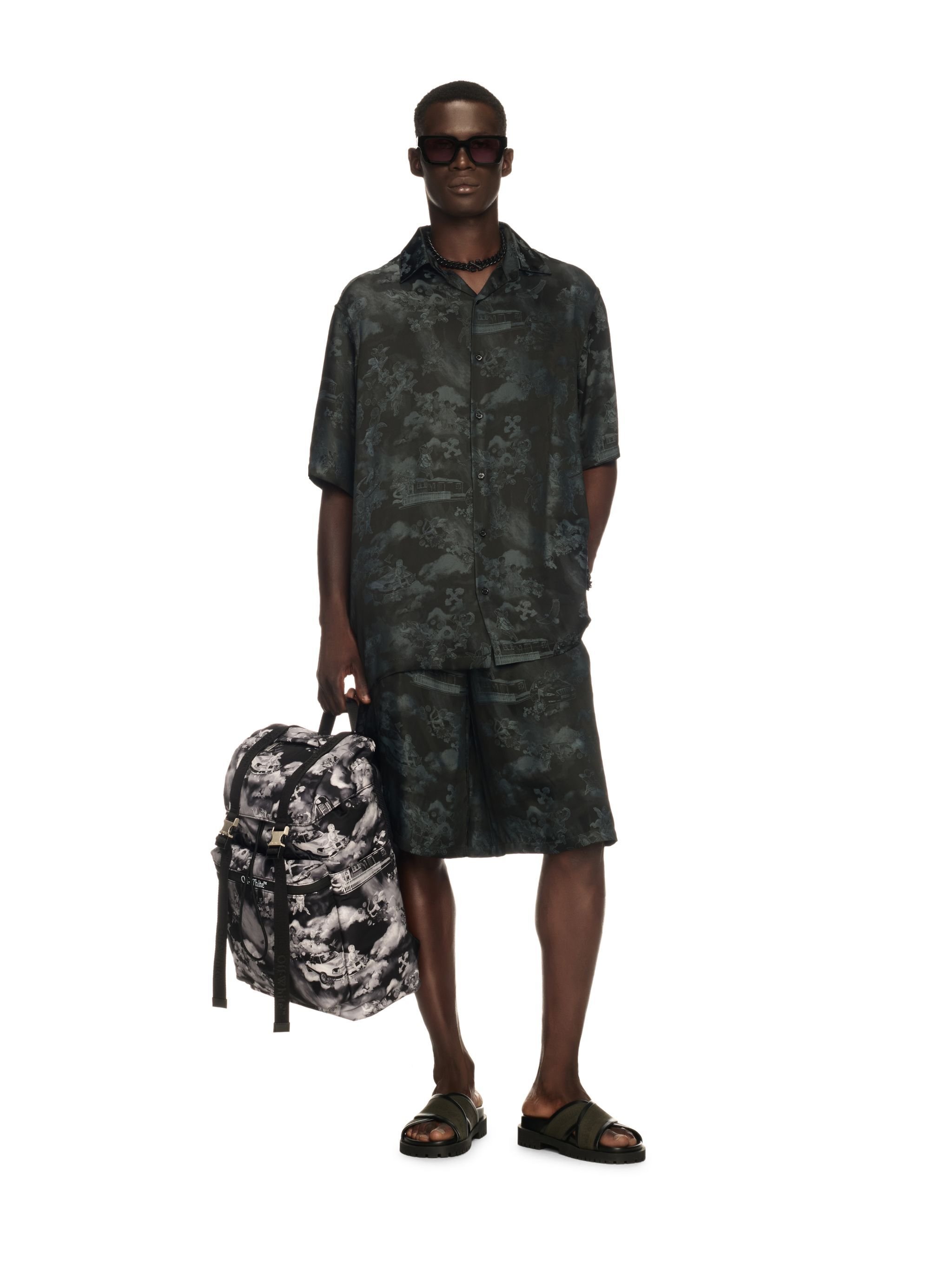 OFF WHITE Black Jacquard Fresco Bowling Shorts BLACK OMCB092S25FAB002