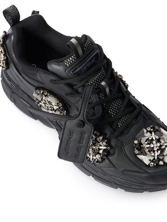 OFF WHITE Be Right Back Bejeweled Sneakers BLACK - SILVER OMIA295Z26LEA003