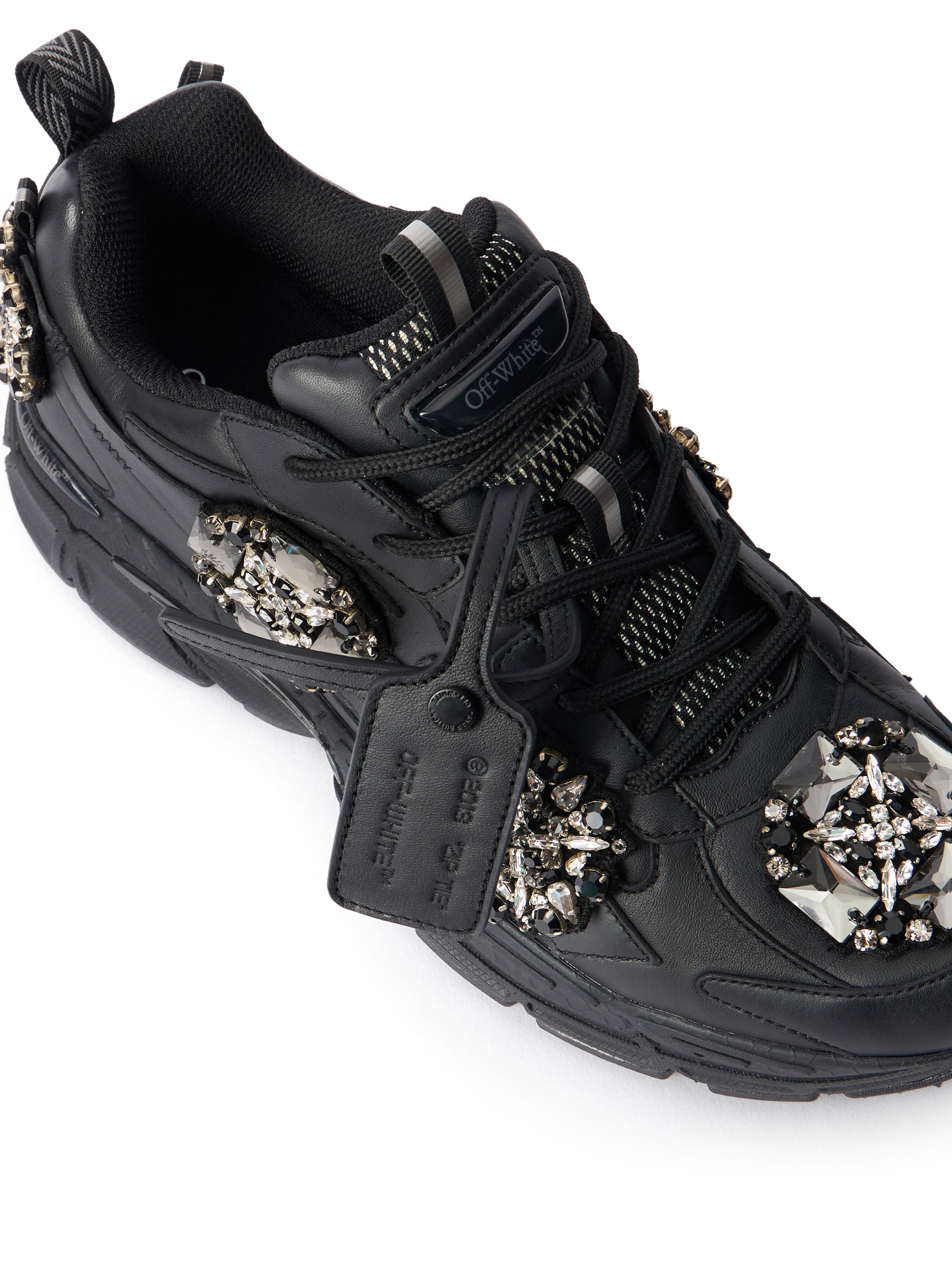 OFF WHITE Be Right Back Bejeweled Sneakers BLACK - SILVER OMIA295Z26LEA003