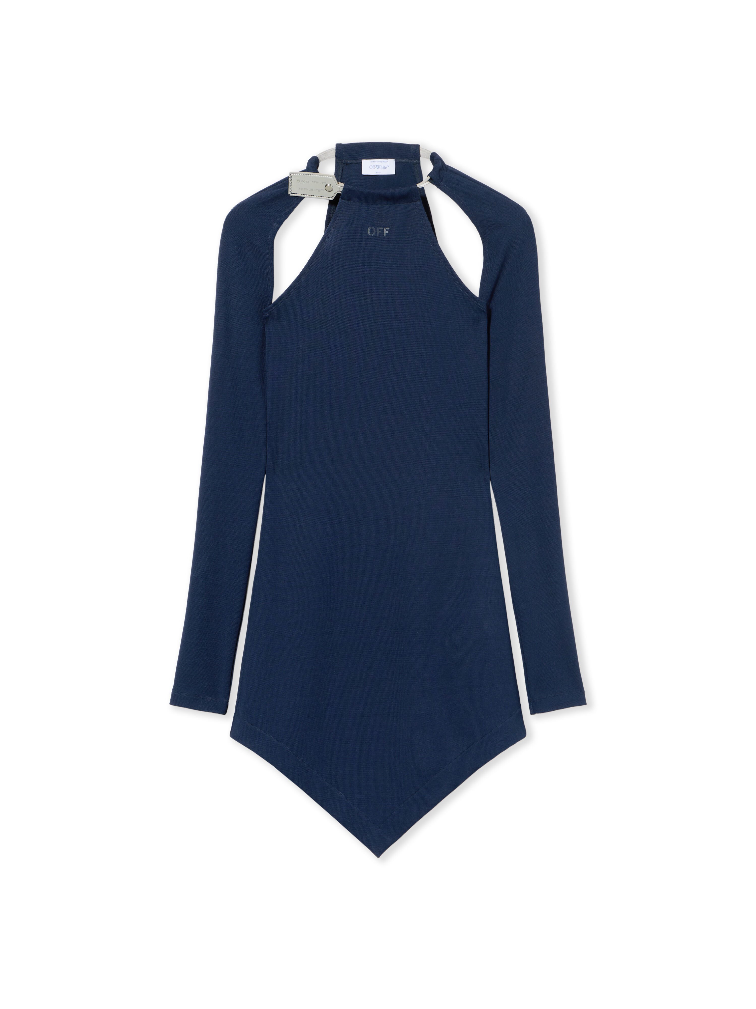 OFF WHITE Heavy Jersey Silver Tie Mini Dress BLUE IRIS-BLUE IRIS OWDB55KF25JER001