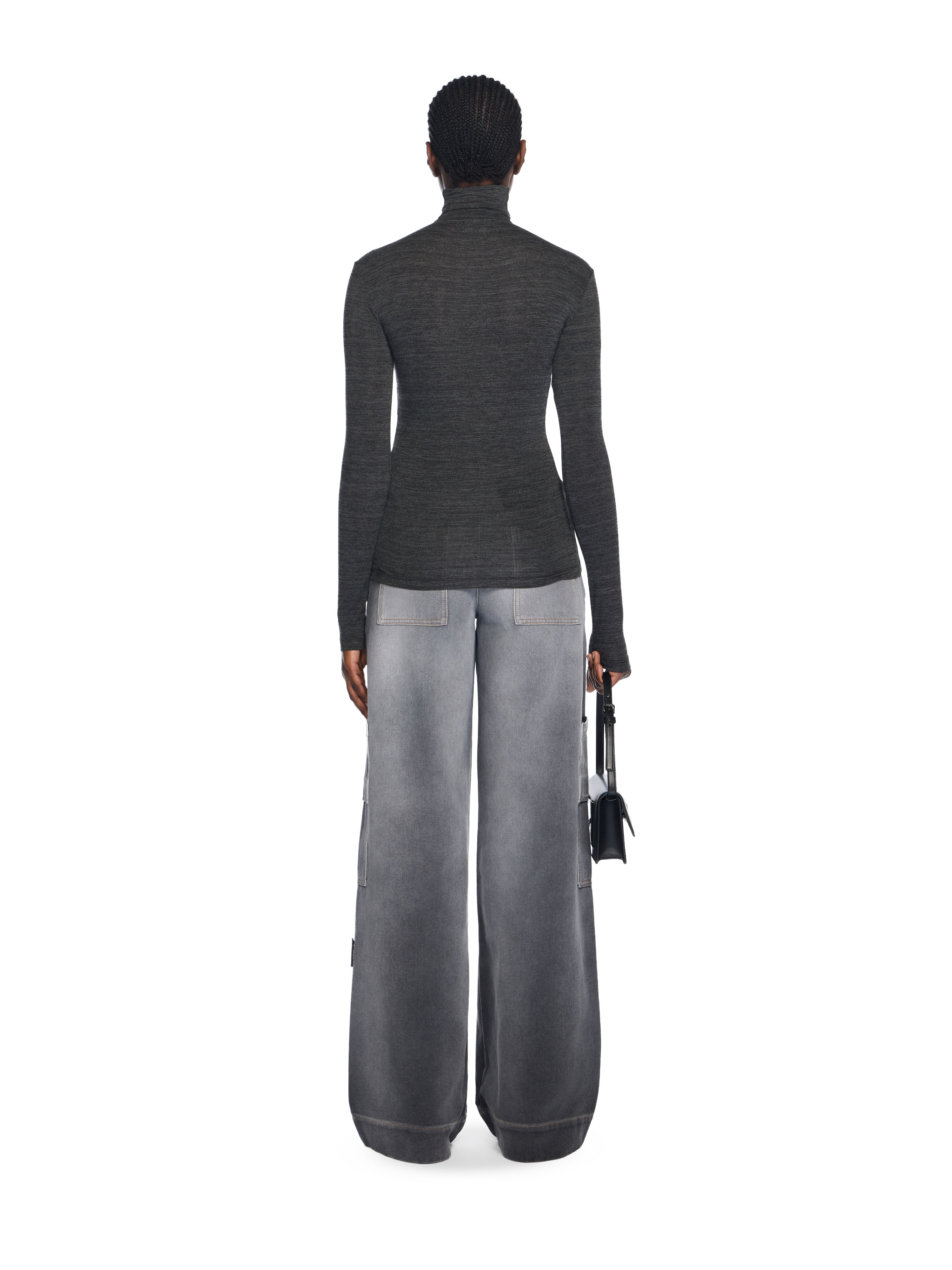 Off Stamp Turtleneck Top in BLACKENED PEARL-RED DAHLIA for Women