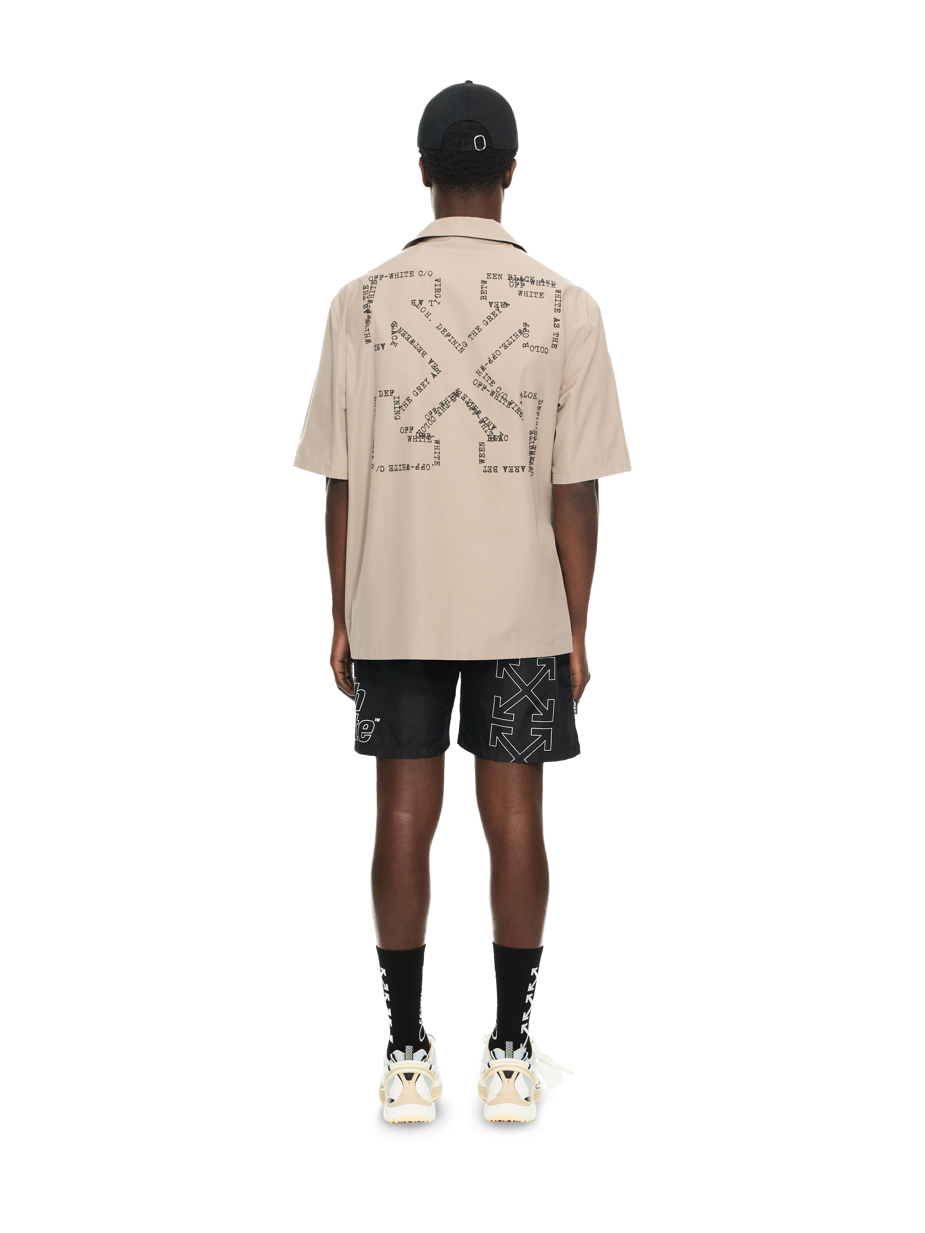 Outline Arrow Surfer Swimshorts OFF WHITE Outline Arrow Surfer Swimshorts BLACK OMFD013F25FAB001