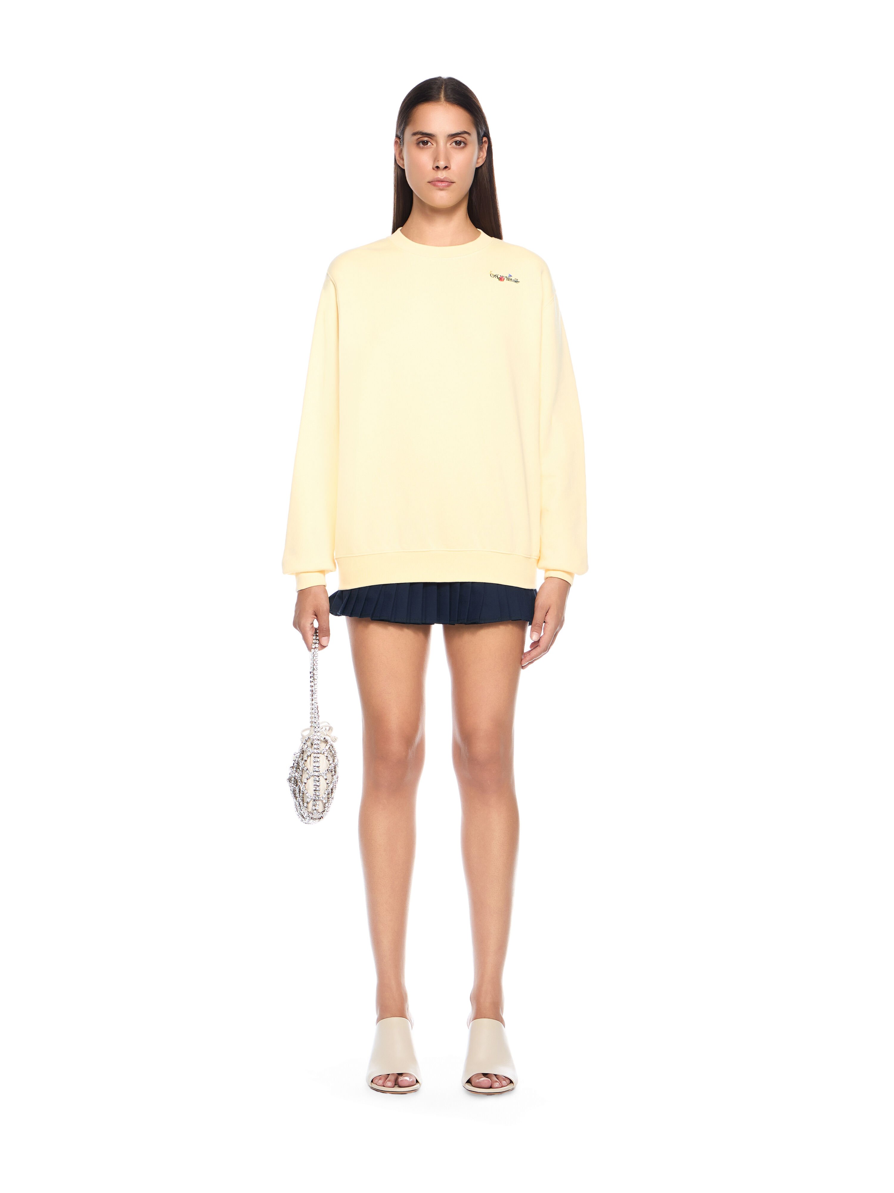 OFF WHITE Arrow Glass Flower Crewneck Logo Sweatshirt DOUBLE CREAM-BLACK OWBA055F25FLE001