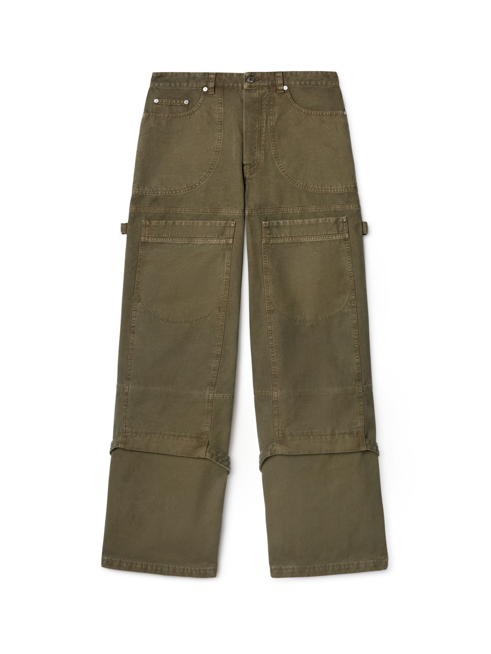OFF WHITE Military Green Canvas Carpenter Pants GREEN OMCE044F24FAB001