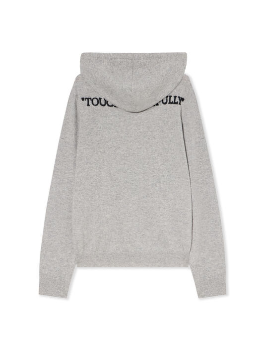 OFF WHITE Quote Knit Hoodie LIGHT GREY MELANGE - BLACK OMHU034F25KNI001