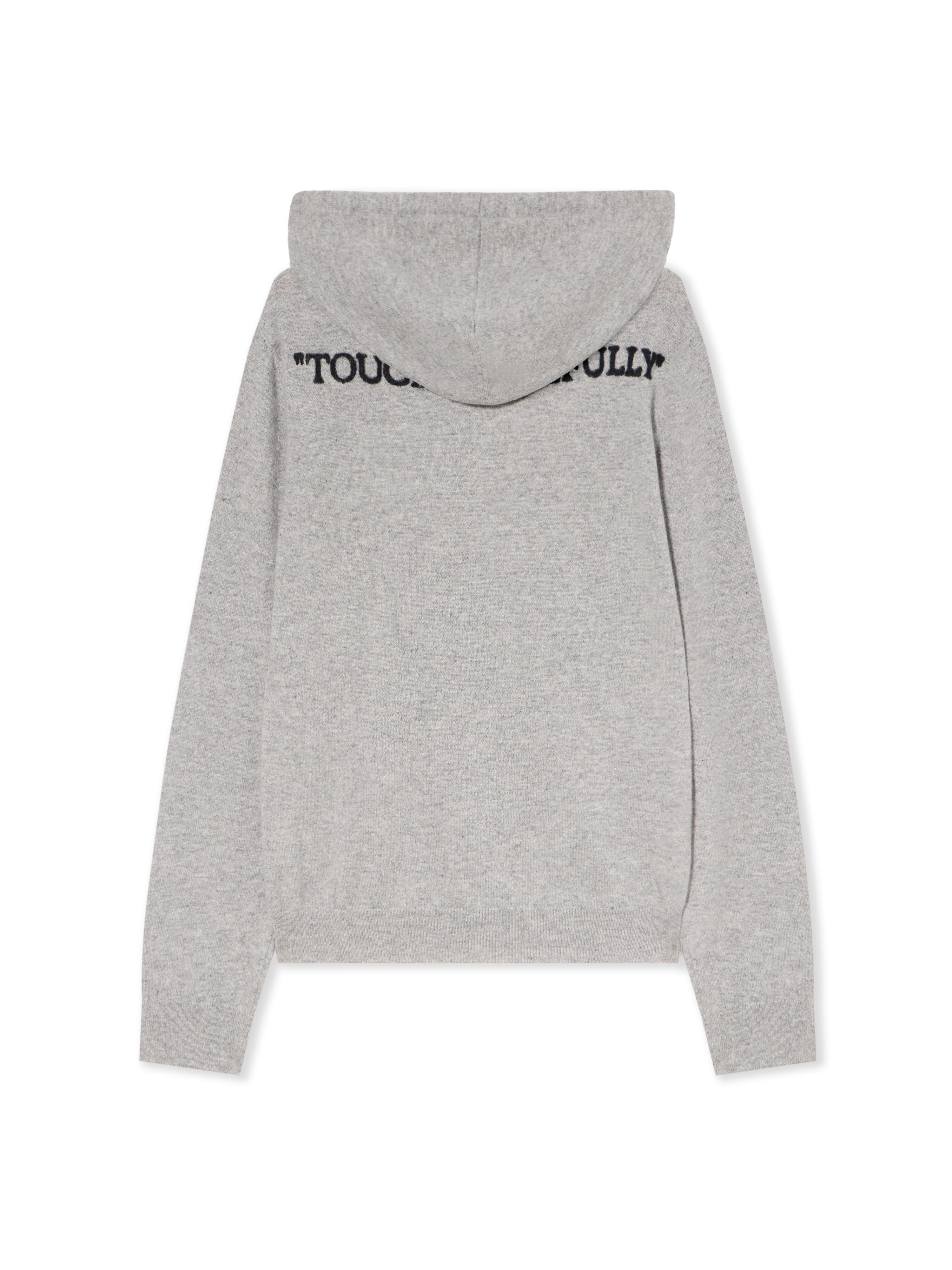 OFF WHITE Quote Knit Hoodie LIGHT GREY MELANGE - BLACK OMHU034F25KNI001