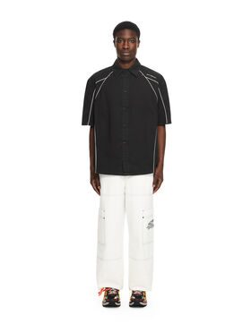 OFF WHITE Garment-Dyed Sporty Bowling Shirt BLACK 44XGG01IS26F001