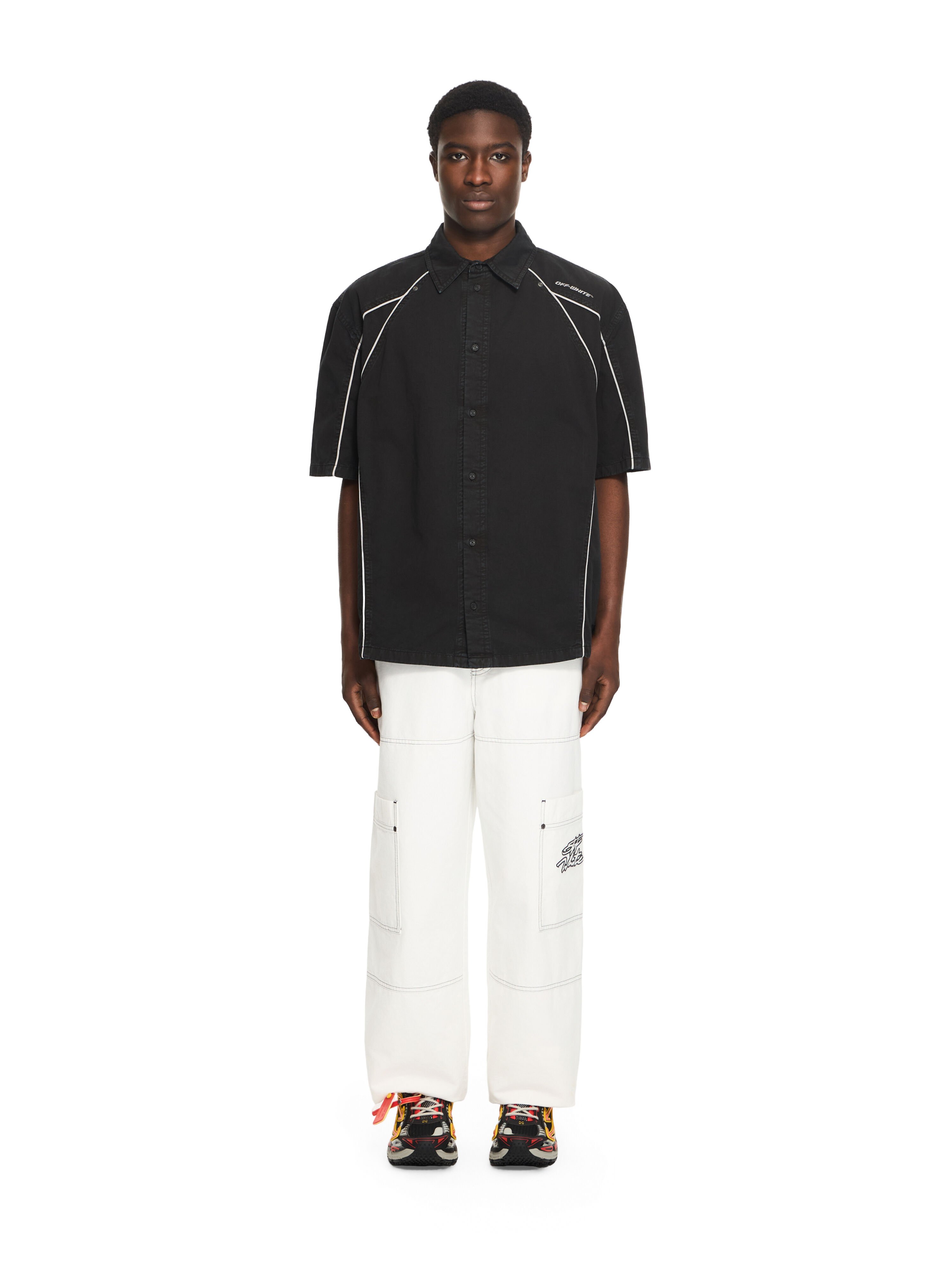 OFF WHITE Garment-Dyed Sporty Bowling Shirt BLACK 44XGG01IS26F001
