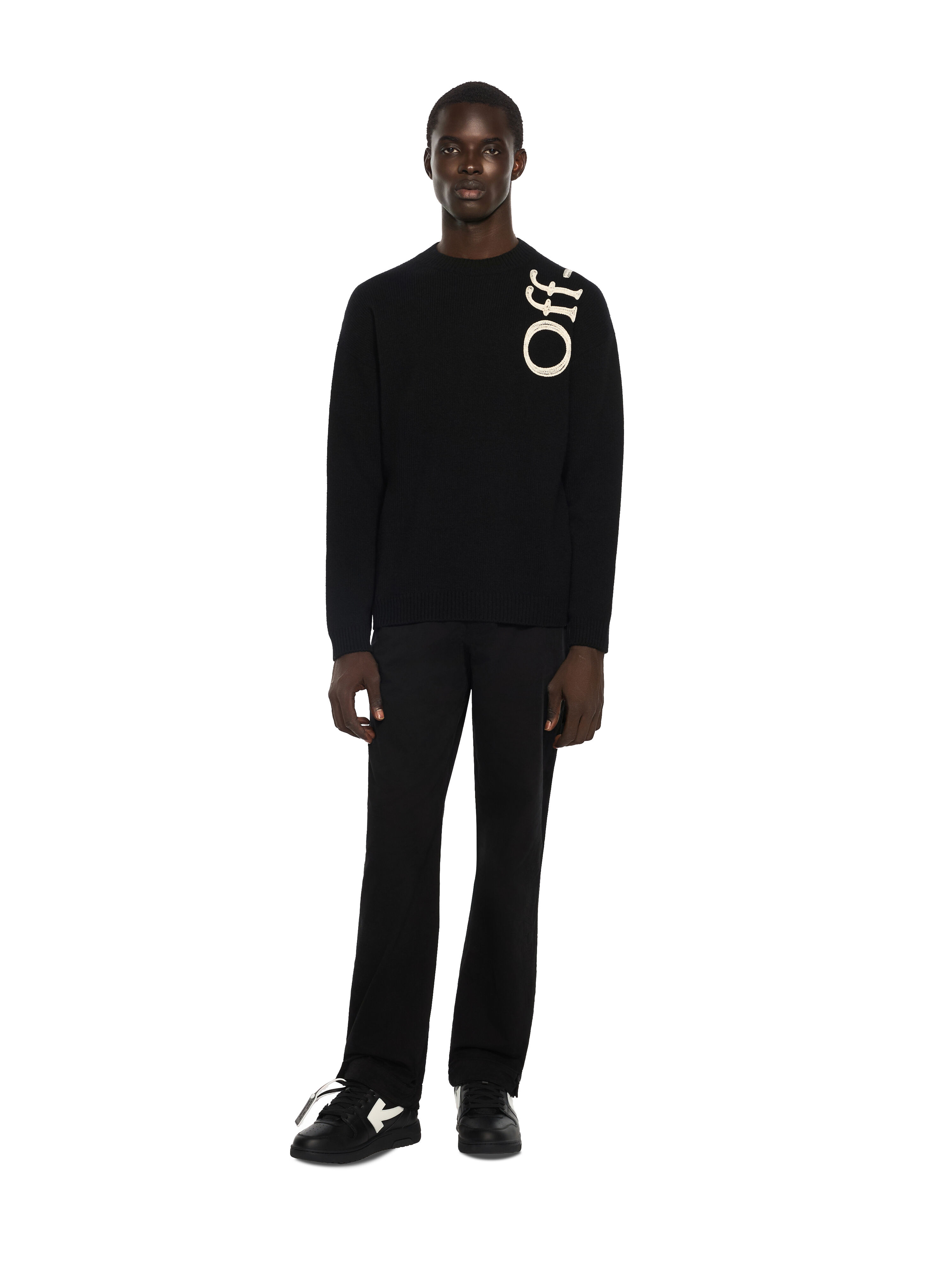 OFF WHITE Vertical Bookish Crewneck Sweater BLACK 44MHE213F26K001
