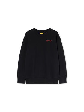 OFF WHITE Arrow Outline Flock Crew Sweatshirt BLACK - RED OBBA001F25FLE007