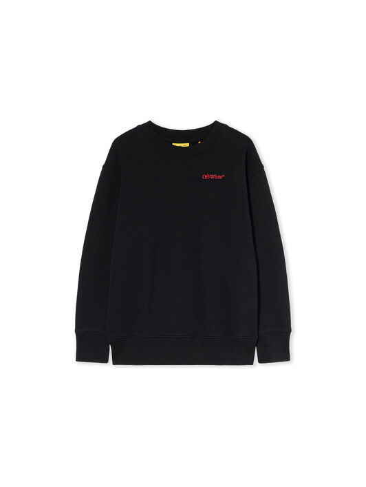OFF WHITE Arrow Outline Flock Crew Sweatshirt BLACK - RED OBBA001F25FLE007
