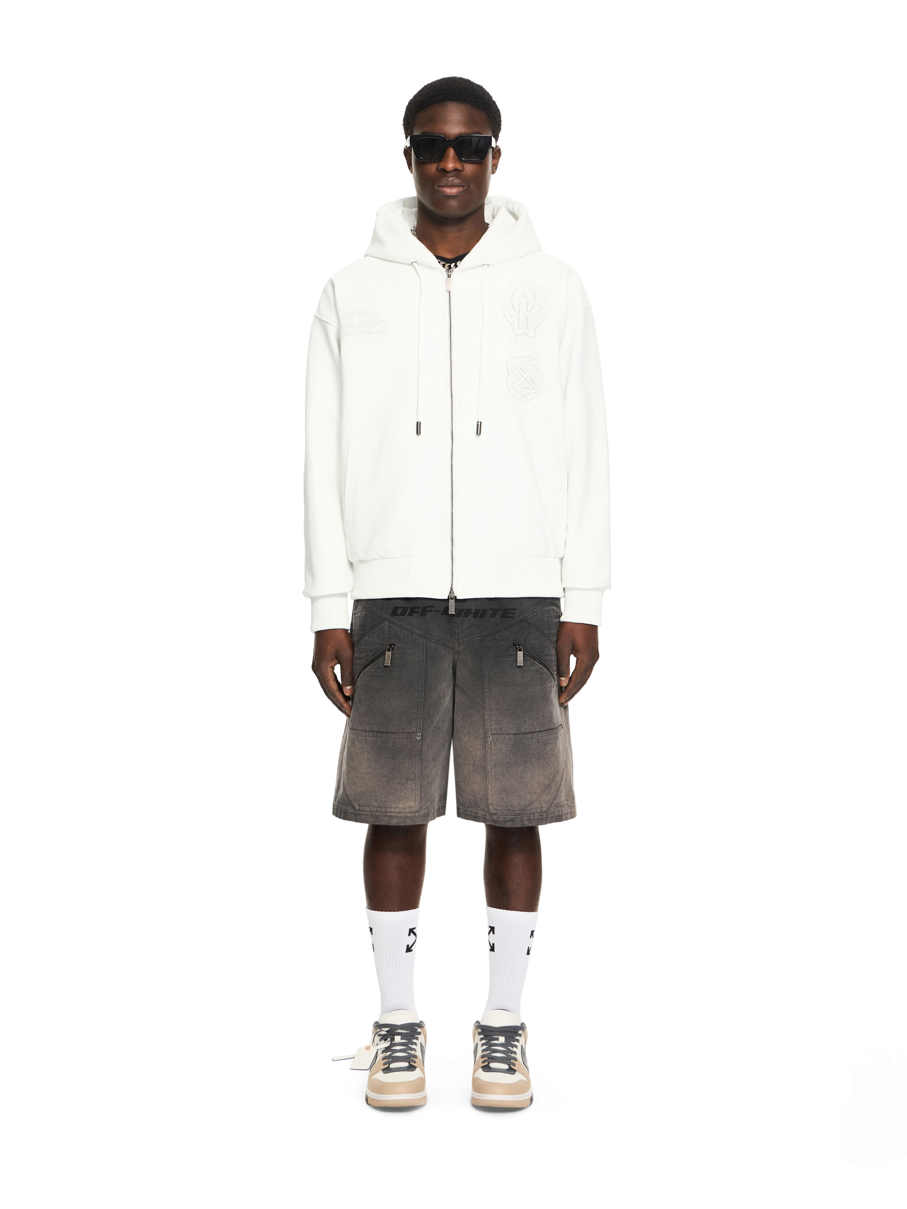 Royal Team Embroidery Zip Hoodie OFF WHITE Royal Team Embroidery Zip Hoodie WHITE 44XJA13RS26L003