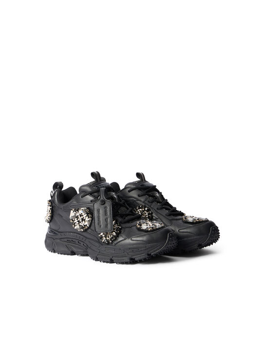 OFF WHITE Be Right Back Bejeweled Sneakers BLACK - SILVER OMIA295Z26LEA003