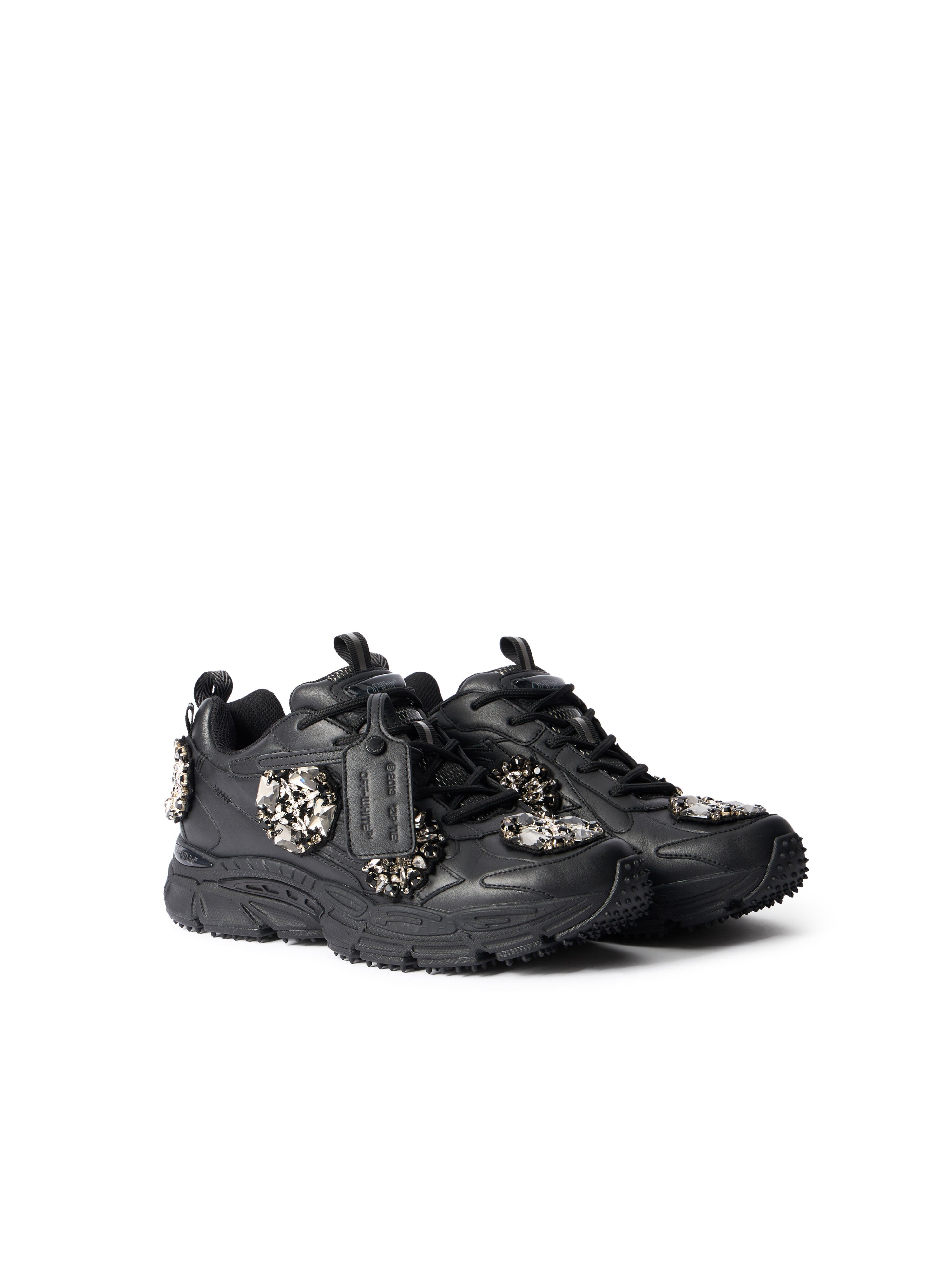 OFF WHITE Be Right Back Bejeweled Sneakers BLACK - SILVER OMIA295Z26LEA003