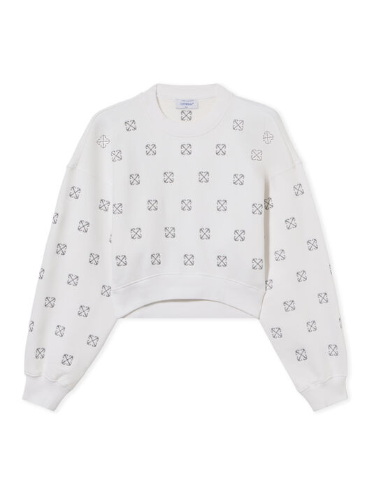 OFF WHITE Lurex Little Arrows Sweatshirt WHITE - SILVER OWBA079S25FLE004