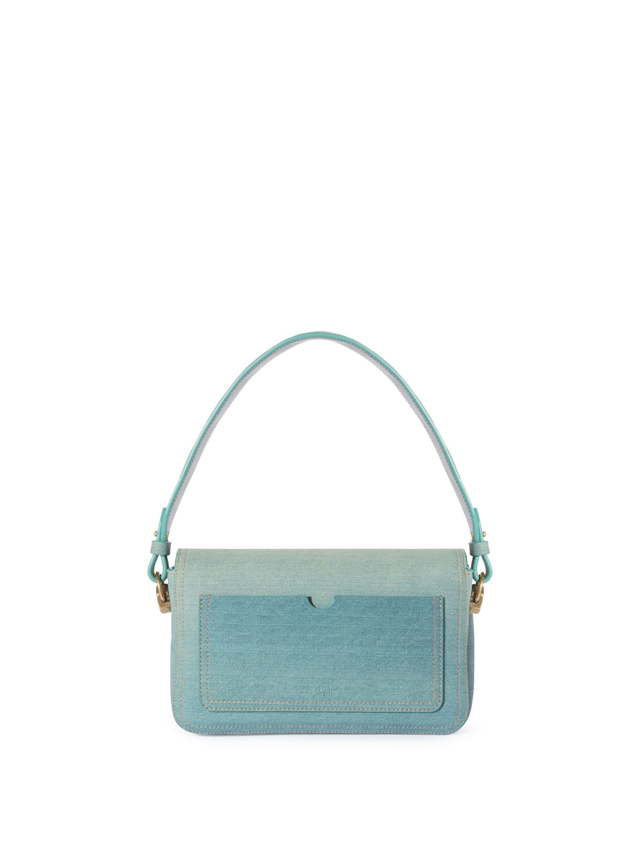 OFF WHITE Hellblaue Denim Leder Schultertasche BLAU OWNN181S25LEA001