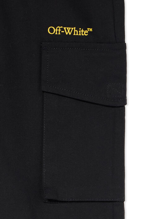 OFF WHITE Diagonal Cargo Logo Pants BLACK - YELLOW OBCF007F25FAB001