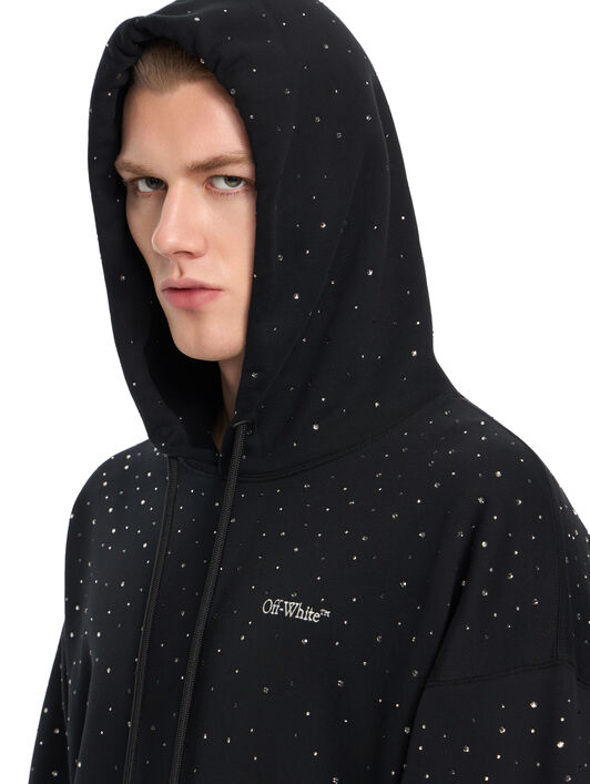 OFF WHITE OW X Swarovski Skate Hoodie BLACK - WHITE 44MBB085S26F01B