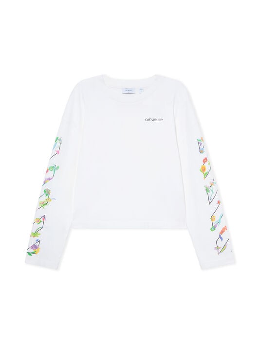 OFF WHITE Diagonal Glowing Flower Long-Sleeved T-shirt White-Night Sky 2AB038S26JER001