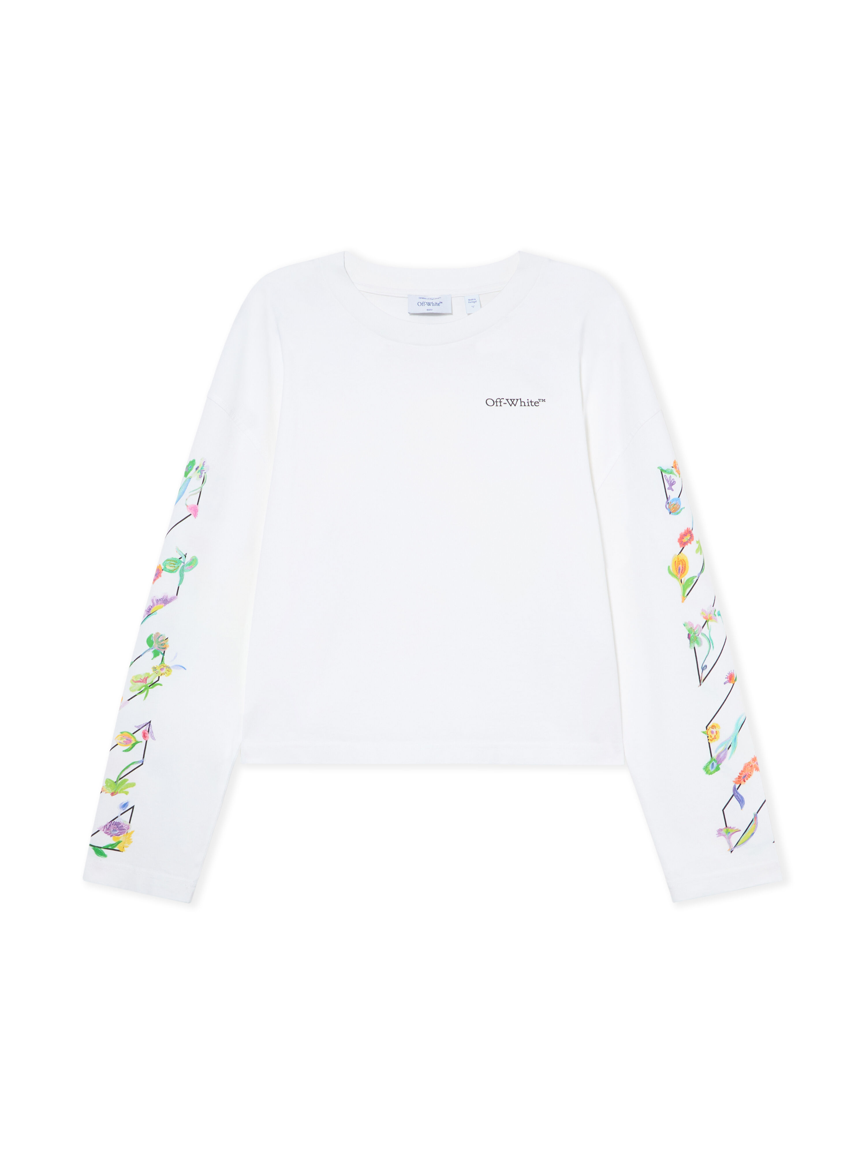 OFF WHITE Diagonal Glowing Flower Long-Sleeved T-shirt White-Night Sky 2AB038S26JER001