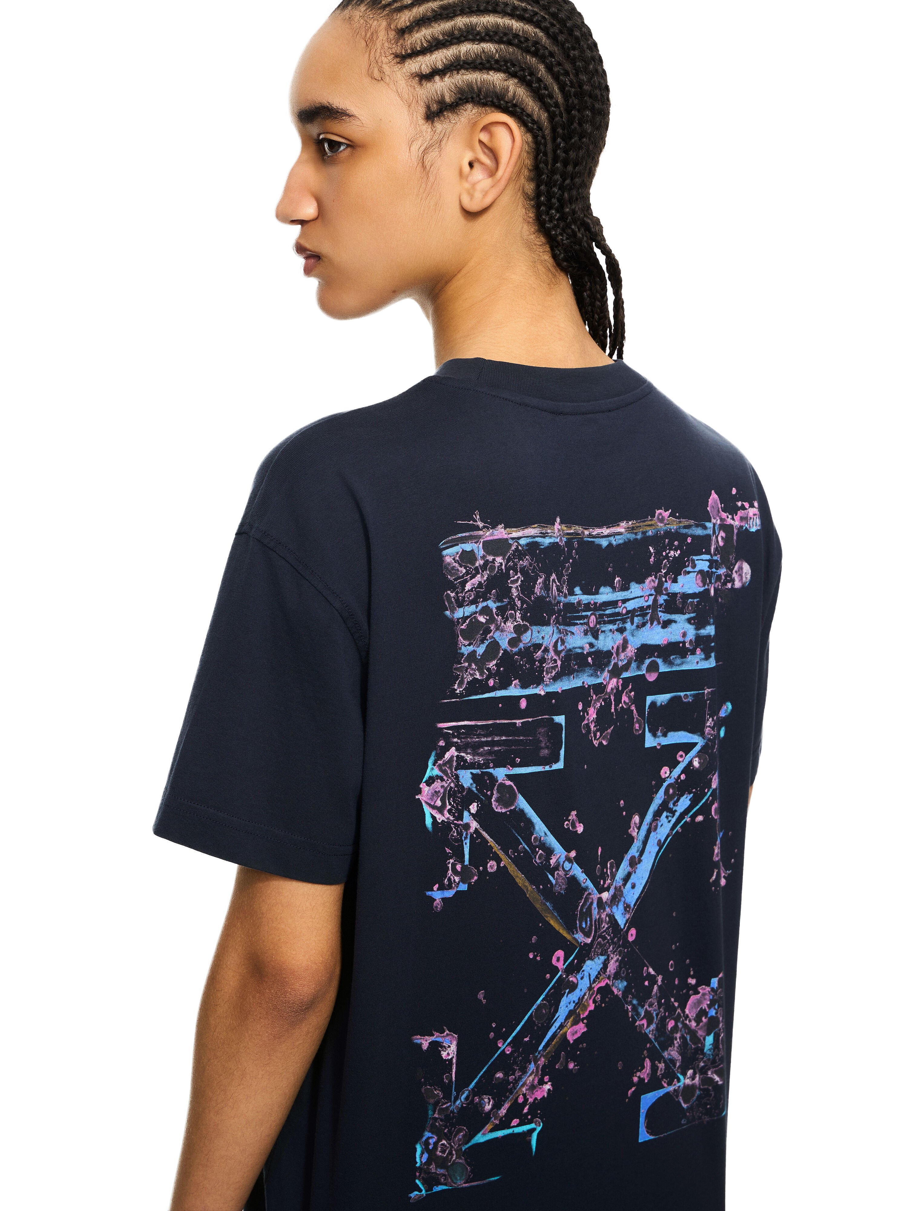OFF WHITE Dripped Watercolor Arrow T-Shirt Night Sky-White 2AA089S26JER006