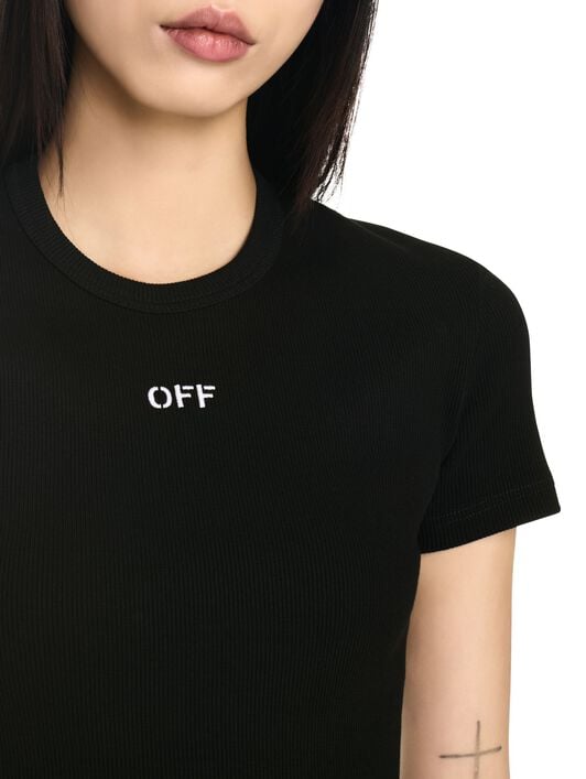 OFF WHITE Off Stamp Rib Basic Tee Black-White 2AA065C99JER005