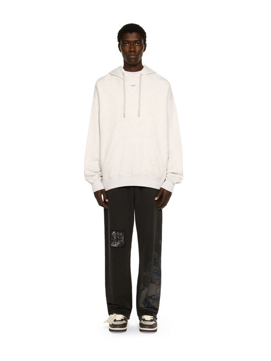 OFF WHITE Brush Arrow Skate Hoodie GREY MELANGE - NAUTICAL BLUE OMBB085F25FLE00I