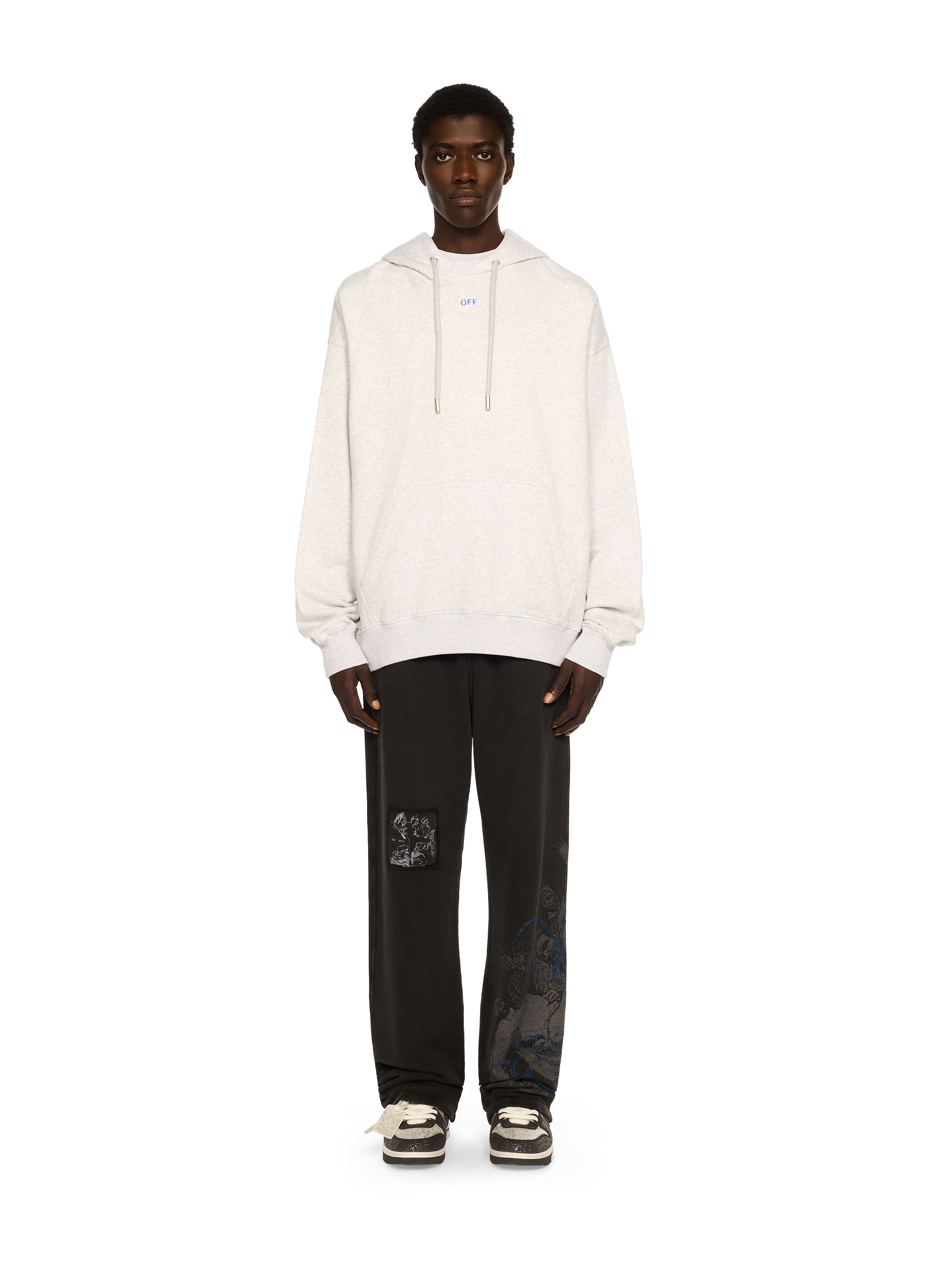 OFF WHITE Brush Arrow Skate Hoodie GREY MELANGE - NAUTICAL BLUE OMBB085F25FLE00I