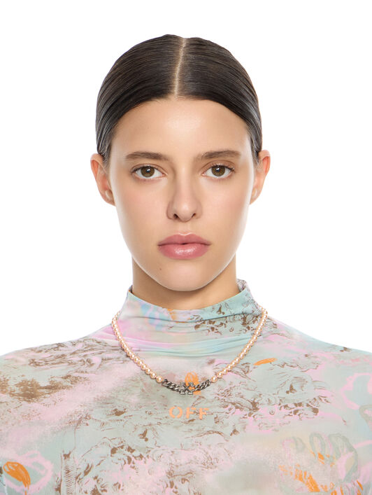 OFF WHITE Arrow Pearl Full Necklace GOLD OWOB142S26MET001