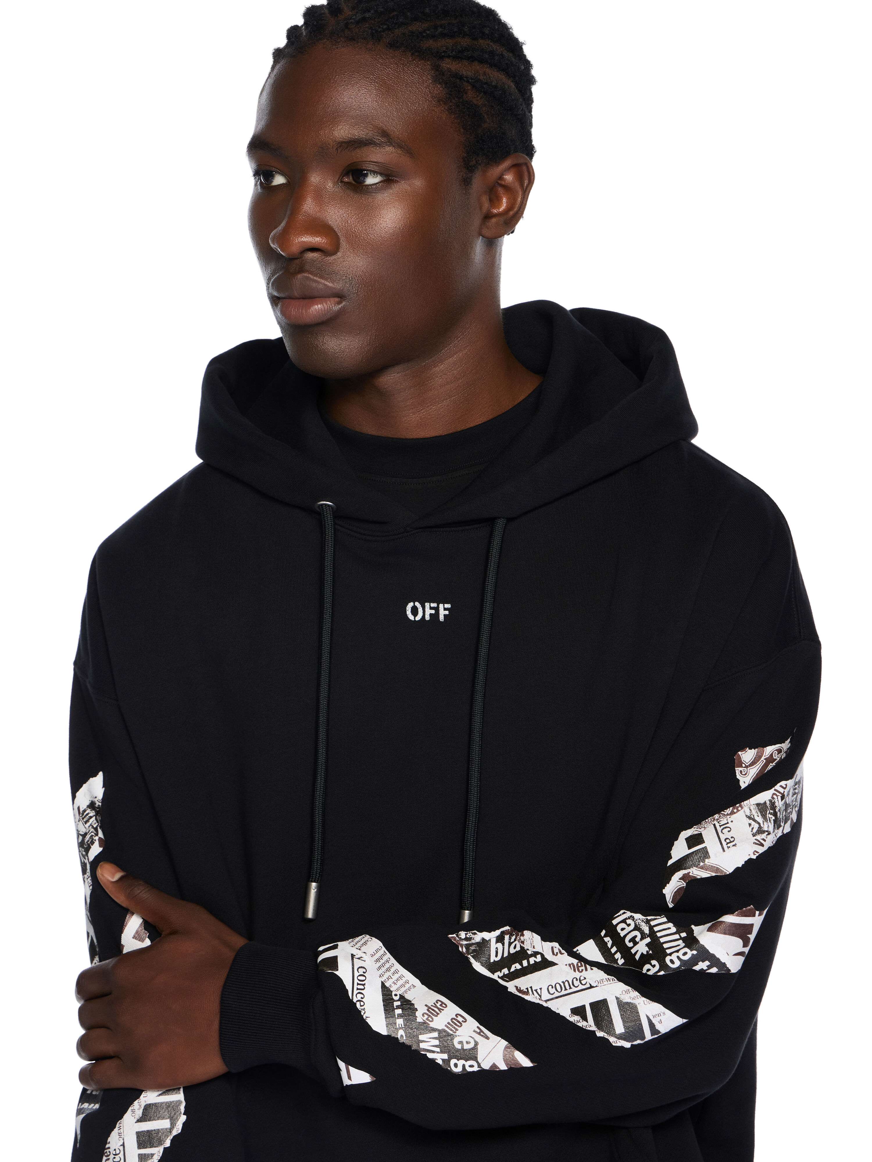 Newspaper Arrow Skate Hoodie in BLACK - WHITE for Men | Off-White™