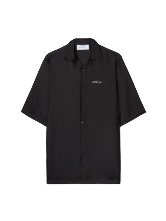 OFF WHITE Black Barber Arrow Silk Bowling Shirt BLACK OMGG013S25FAB009