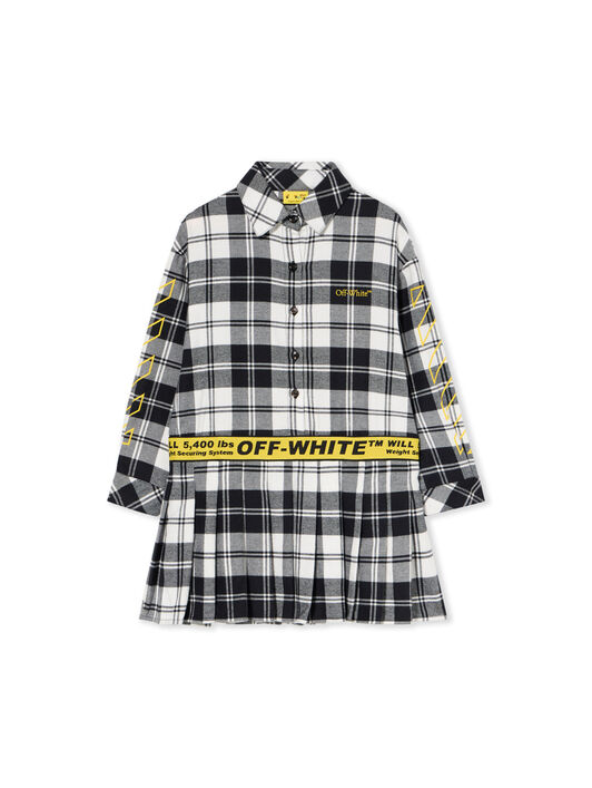 OFF WHITE Logo Industrial Flannel Dress BLACK - YELLOW OGDB06HF25FAB001