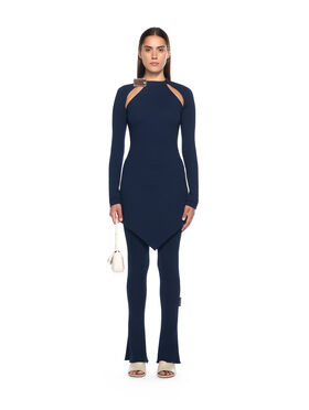 OFF WHITE Heavy Jersey Silver Tie Mini Dress BLUE IRIS-BLUE IRIS OWDB55KF25JER001