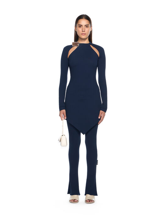 OFF WHITE Heavy Jersey Silver Tie Mini Dress BLUE IRIS-BLUE IRIS OWDB55KF25JER001