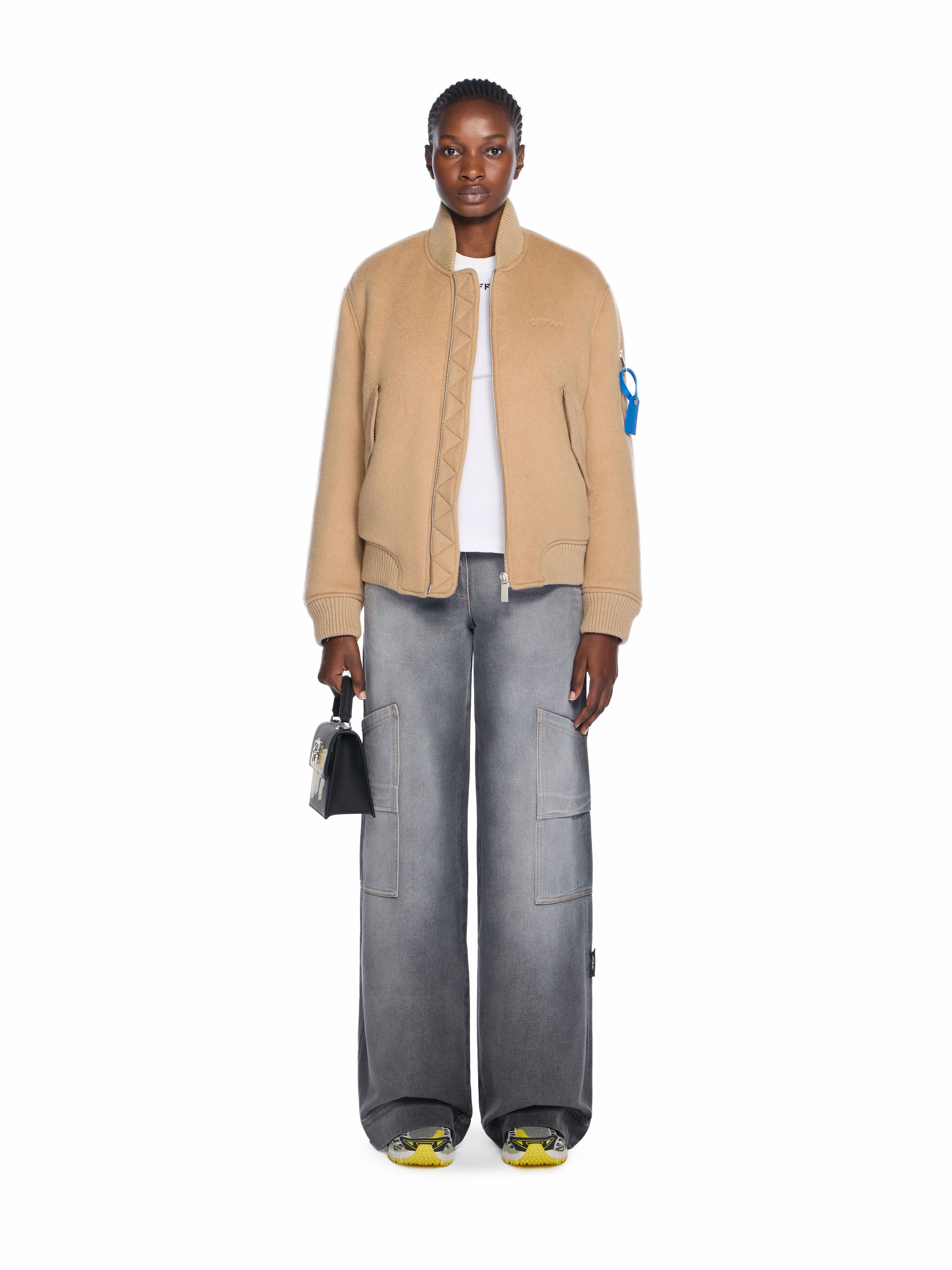 Quote Bomber Jacket OFF WHITE Quote Bomber Jacket DOE-LIGHT BROWN OWEH031F25FAB001