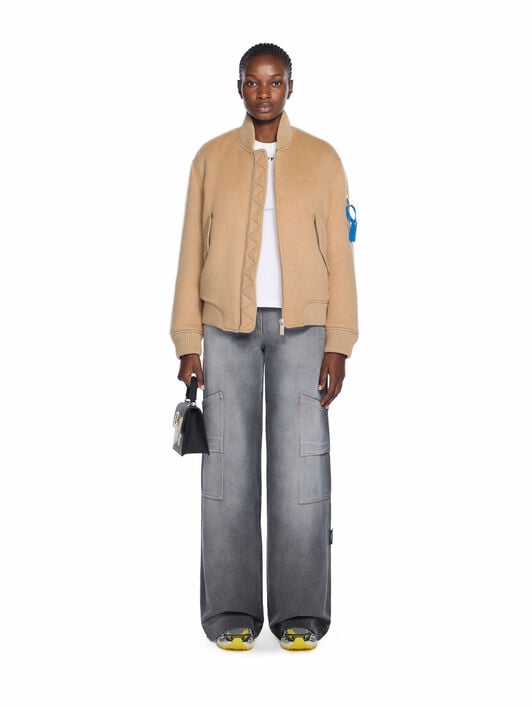 Quote Bomber Jacket OFF WHITE Quote Bomber Jacket DOE-LIGHT BROWN OWEH031F25FAB001